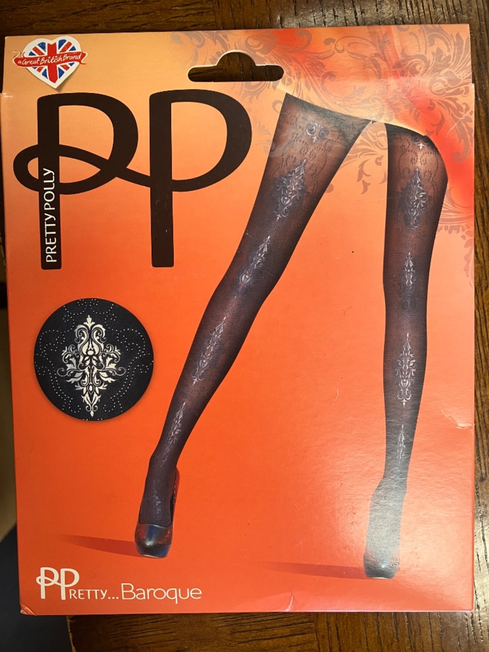 NEW Baroque BlackTights from Pretty Polly UK - One Size - Made in Italy